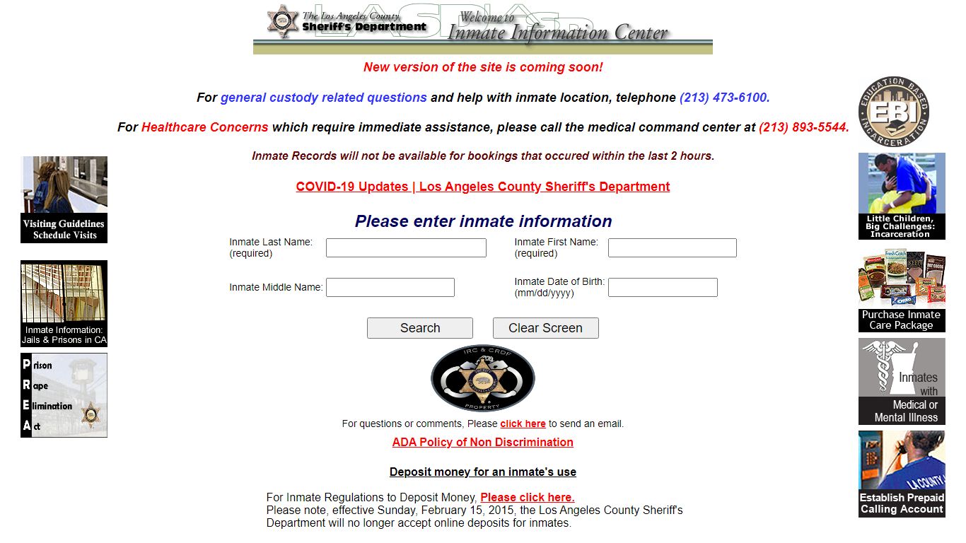 LASD Inmate Information Center - Inmate Search