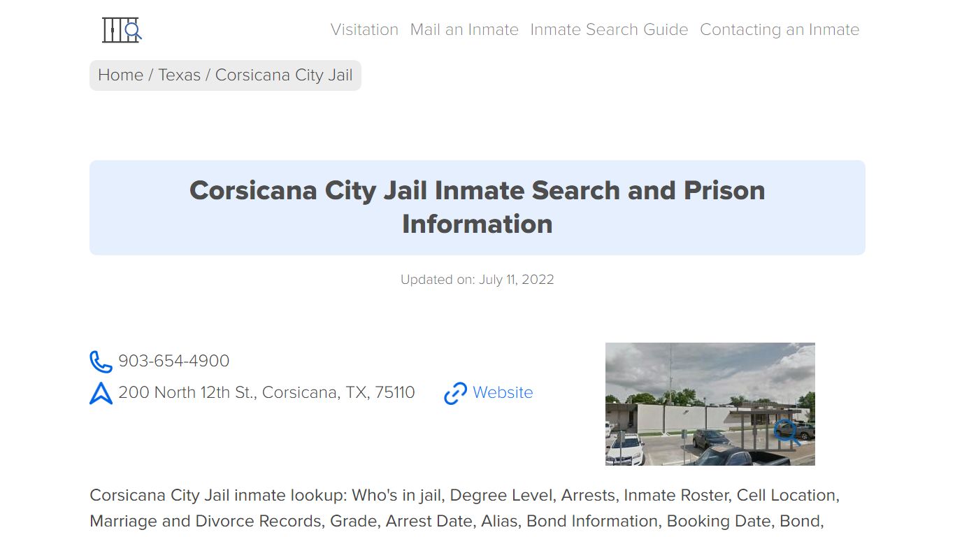 Corsicana City Jail Inmate Search, Visitation, Phone no ...